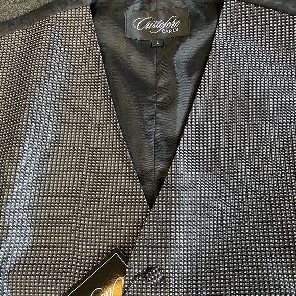 Cristoforo Cardi Charcoal Silk Weave Vest Large - Picture 2 of 2
